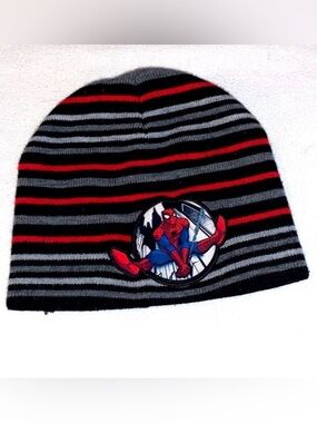 SPIDER-MAN | Boys Red Black Grey Knit Beanie Marvel OSFM
